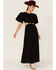 Maia Bergman Women's Crochet Eyelet Open Back Maxi Dress, Black, hi-res