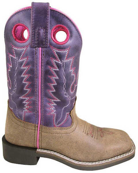Image #1 - Smoky Mountain Toddler Girls' Tracie Western Boots - Broad Square Toe, Purple, hi-res