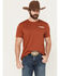 Image #1 - Rock & Roll Denim Men's Boot Barn Exclusive Longhorn Skull Short Sleeve Graphic T-Shirt, Rust Copper, hi-res