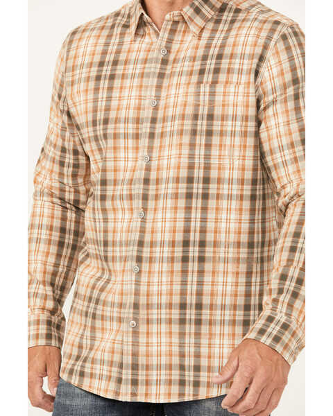 Image #3 - Brothers and Sons Men's Plaid Print Long Sleeve Button Down Western Shirt, Chocolate, hi-res