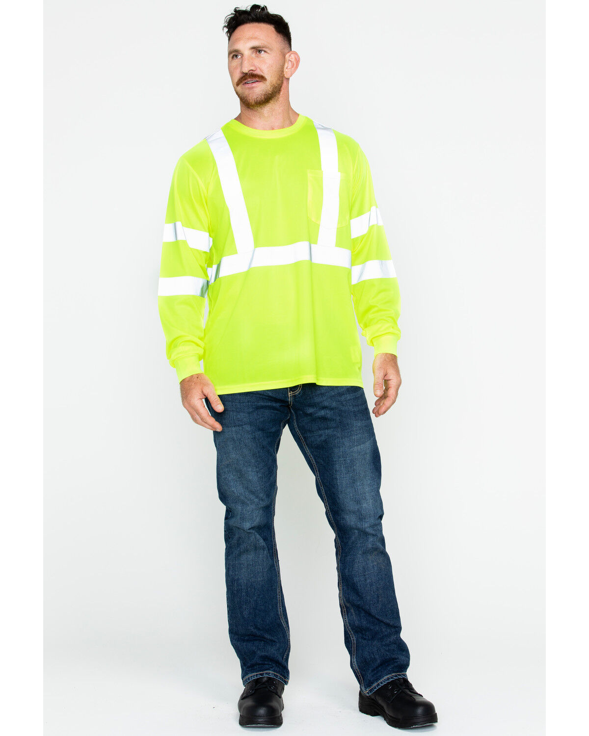 Hawx Men's Hi-Vis Reflective Long Sleeve Work Tee - Big Hawx Men's Hi-Vis Reflective Long Sleeve Work Tee - Big