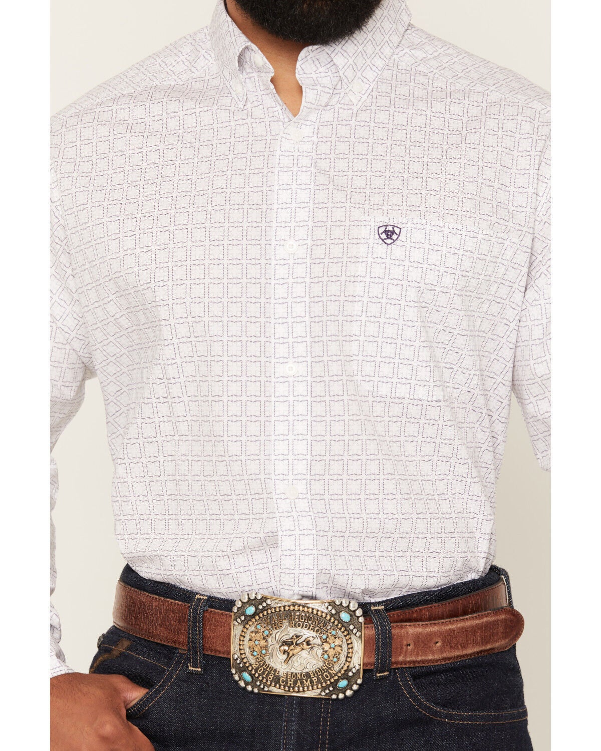Image #3 - Ariat Men's Pace Geo Print Long Sleeve Button-Down Western Shirt - Big, White, hi-res