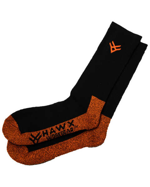 Image #1 - Hawx Men's 2 Pack Steel Toe All Season Socks, Black, hi-res