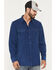 Image #1 - Moonshine Spirit&reg; Men's Side Stage Solid Faux Suede Long Sleeve Pearl Snap Western Shirt, Blue, hi-res