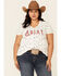 Ariat Women's R.E.A.L Bespangled Star Print Logo Short Sleeve Tee - Plus, White, hi-res