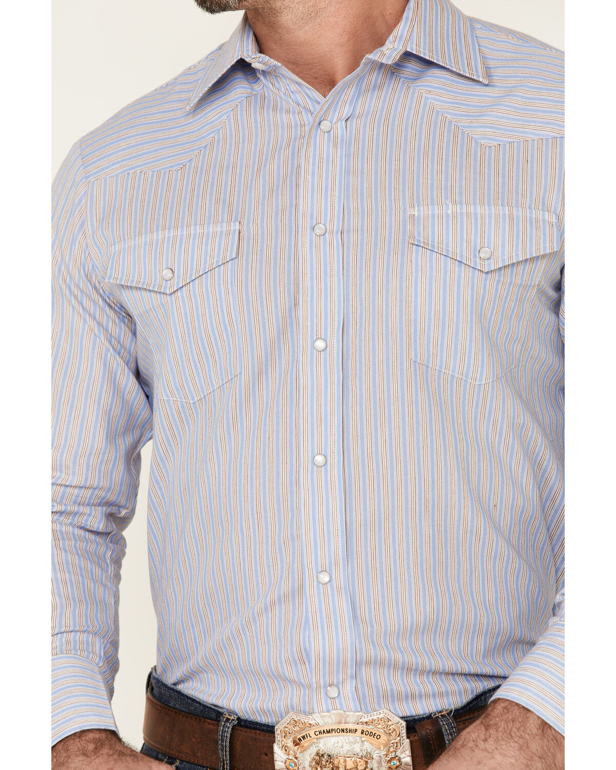 Image #3 - Roper Men's Classic Striped Long Sleeve Pearl Snap Western Shirt, , hi-res