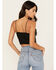 Image #4 - Beyond The Radar Women's Faux Leather Cropped Tank, Black, hi-res
