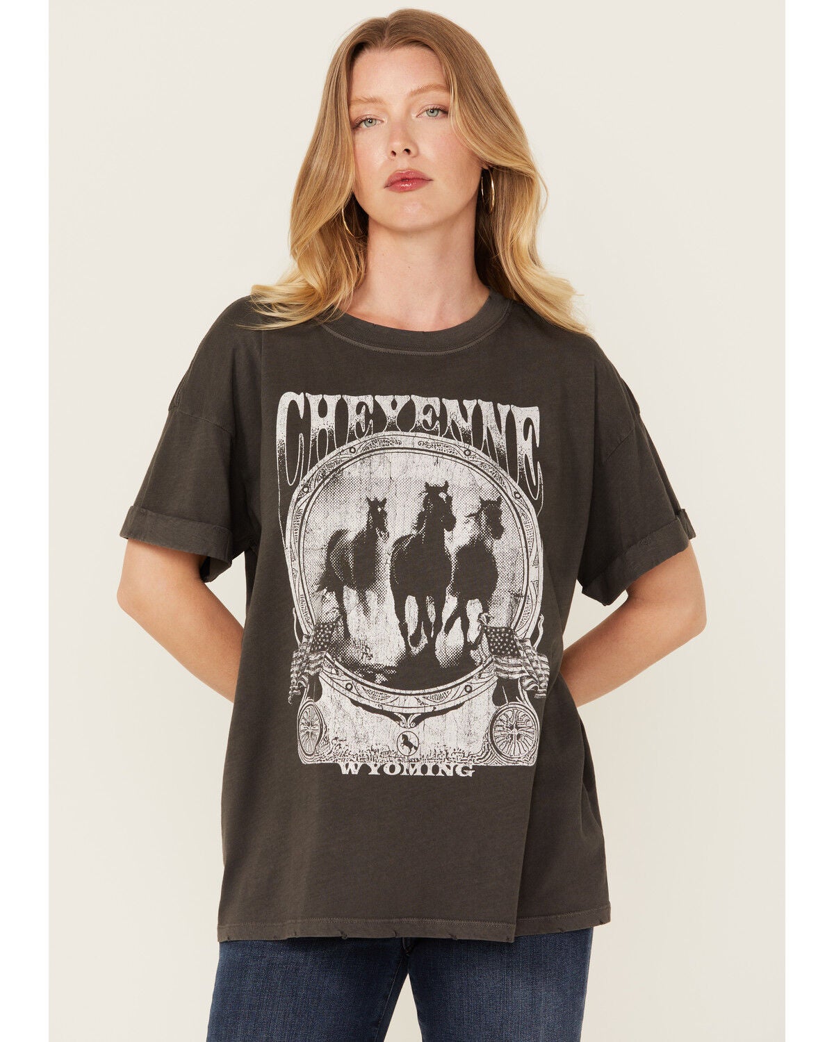 Girl Dangerous Women's Cheyenne Boyfriend Short Sleeve Graphic Tee, Black, hi-res