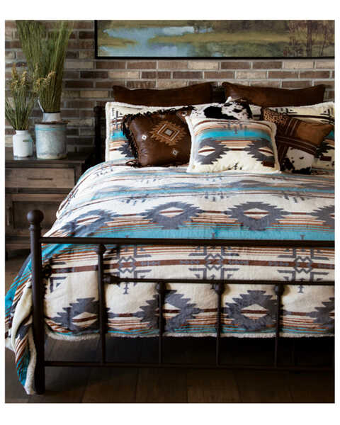 Image #1 - Carstens Home Wrangler Lone Mountain Plush Set - King Size, Blue, hi-res
