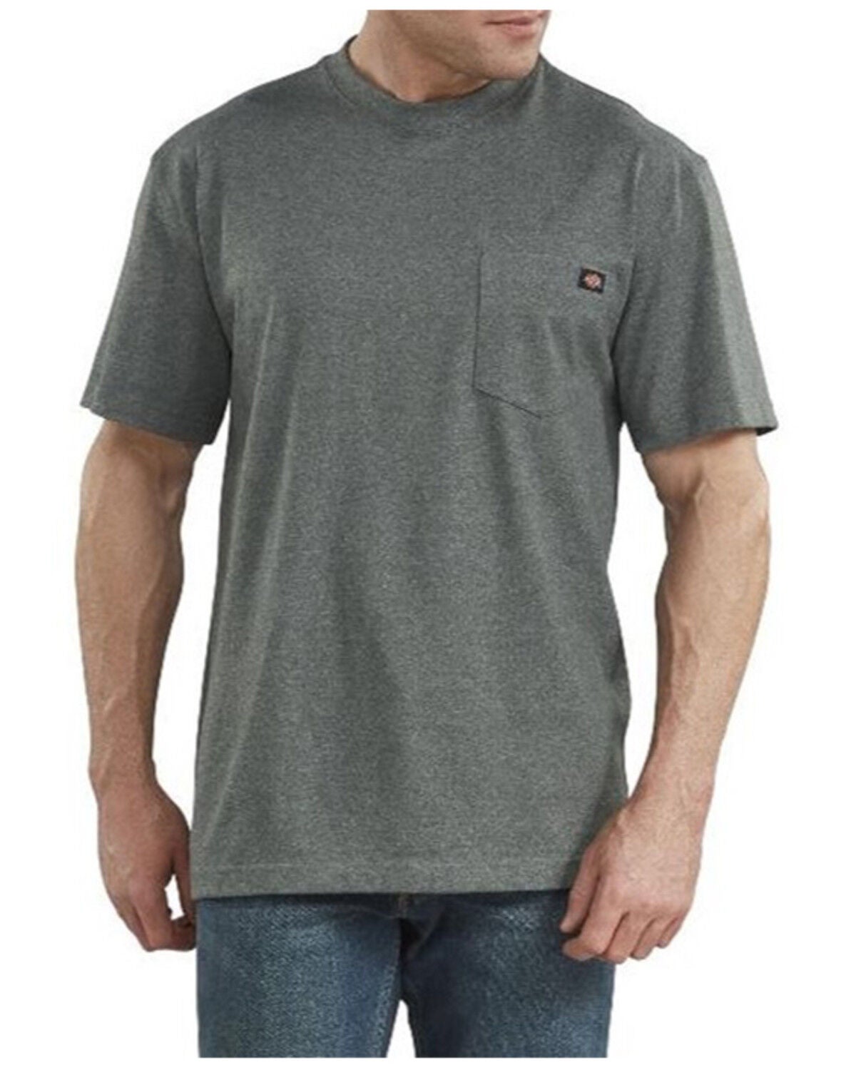 Dickies Men's Short Sleeve Heavyweight Work Shirt, Heather Green, hi-res