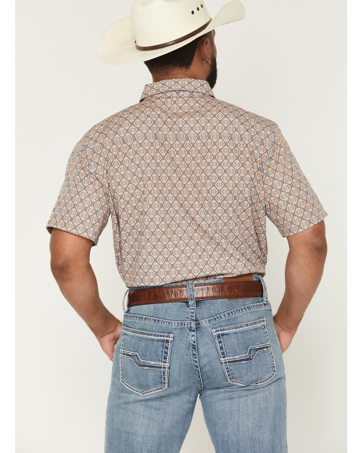 Image #4 - Gibson Trading Co Men's Floyd Geo Print Short Sleeve Button-Down Western Shirt, Blue, hi-res