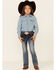 Grace In LA Girls' Medium Wash Embroidered Southwestern Dreamcatcher Pocket Bootcut Jeans , Blue, hi-res