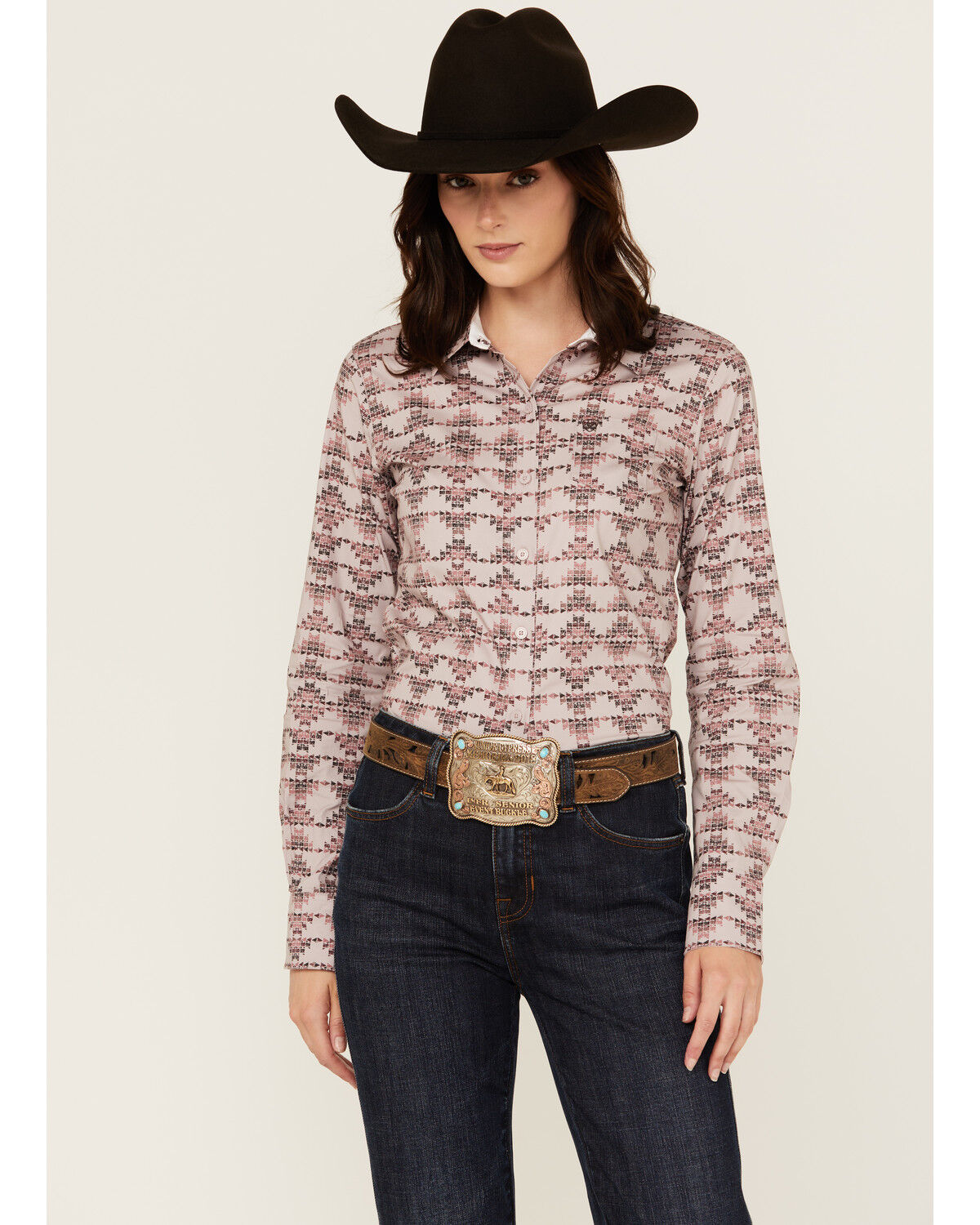 Image #1 - Ariat Women's Kirby Southwestern Print Long Sleeve Button-Down Stretch Western Shirt, Multi, hi-res