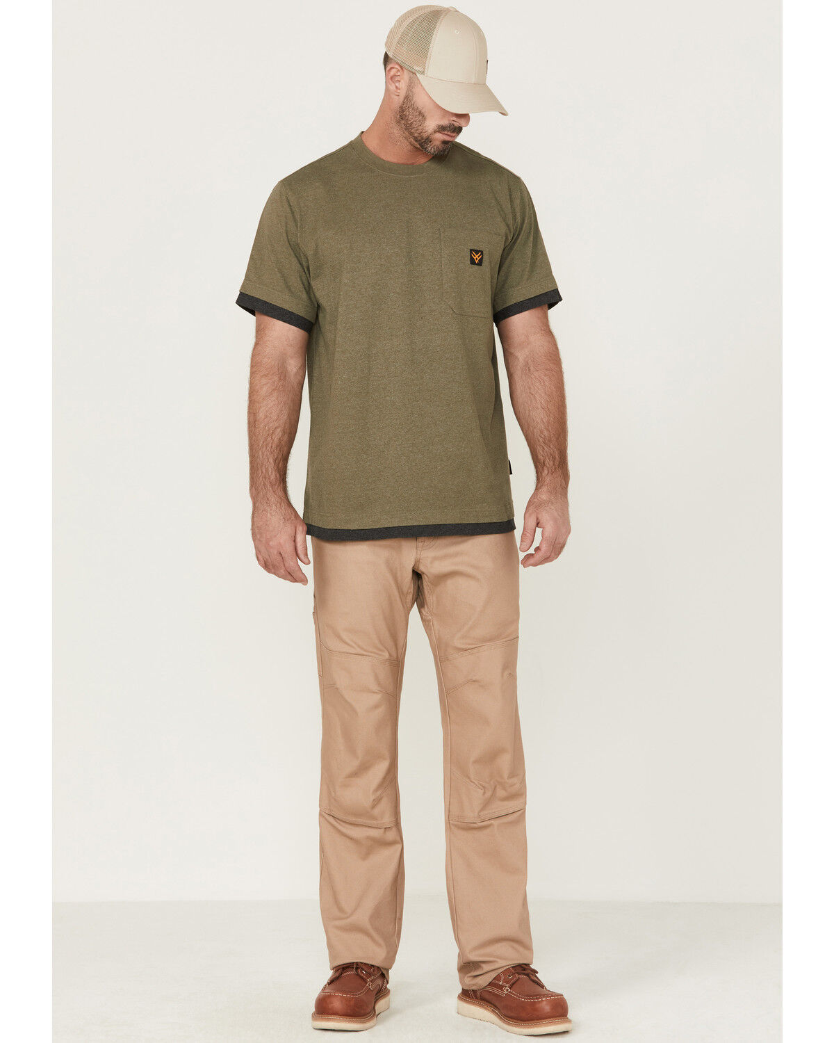 Image #2 - Hawx Men's Layered Work Pocket T-Shirt, Olive, hi-res