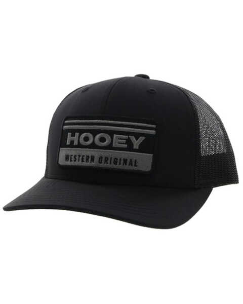 Hooey Men's Horizon Logo Patch Mesh Back Trucker Cap, Black, hi-res