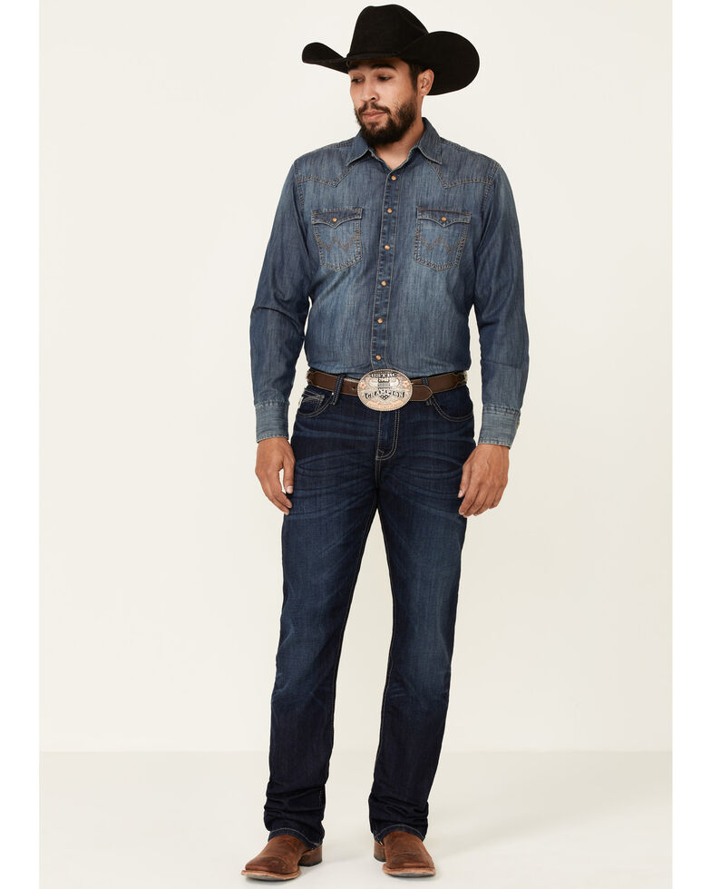 Cinch Men's Dark Ian Rinse Performance Stretch Slim Bootcut Jeans , Indigo, hi-res