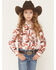 Image #1 - Wrangler Girls' Boot Print Long Sleeve Pearl Snap Western Shirt, White, hi-res