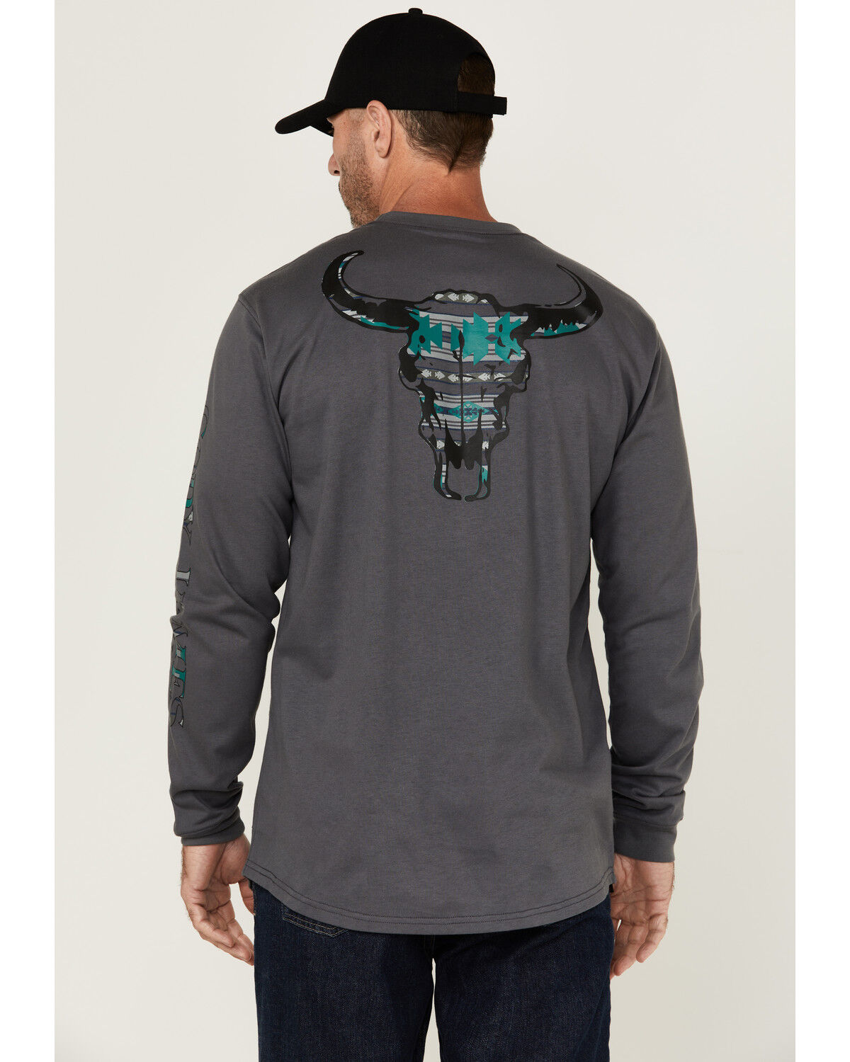Image #1 - Cody James Men's FR Skull Long Sleeve Graphic T-Shirt, Charcoal, hi-res