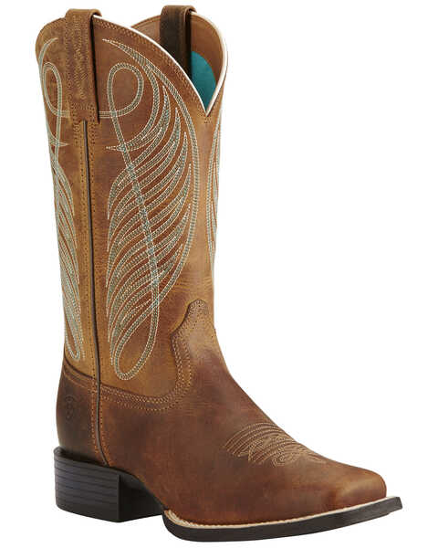 Image #1 - Ariat Women's Round Up Western Boots - Square Toe, Brown, hi-res