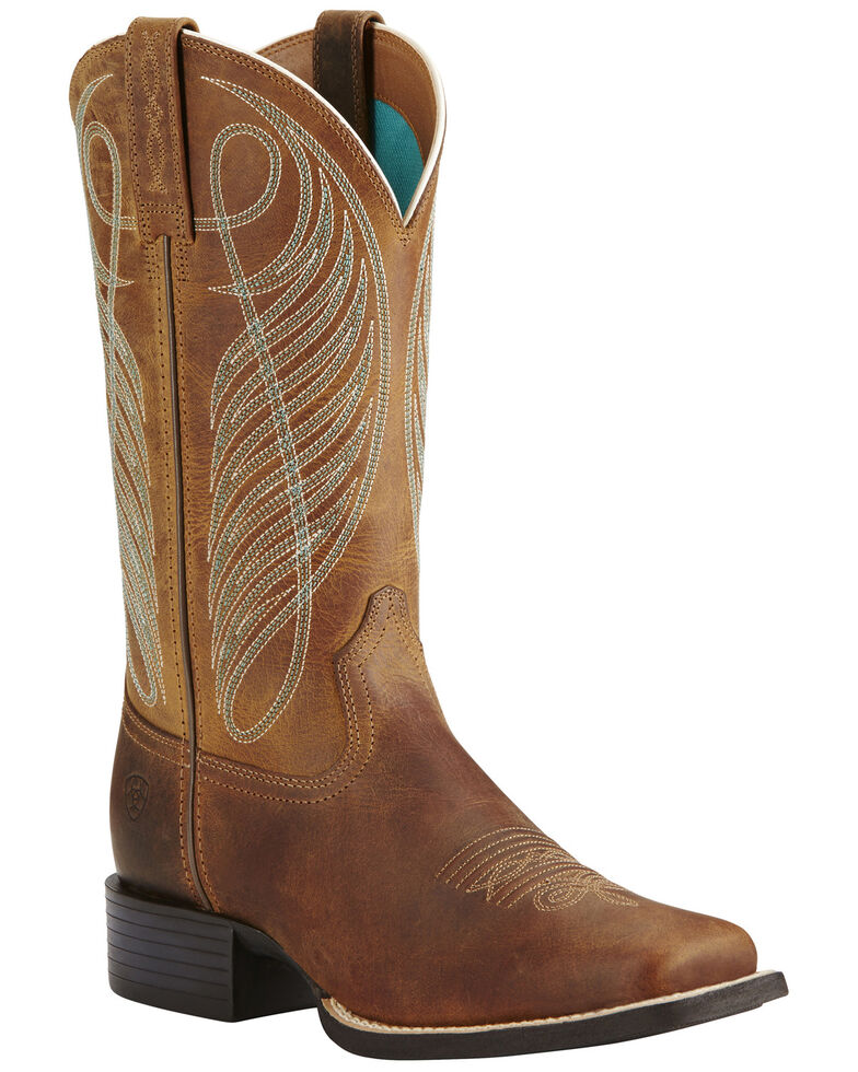 Ariat Women's Round Up Cowgirl Boots - Square Toe, Brown, hi-res