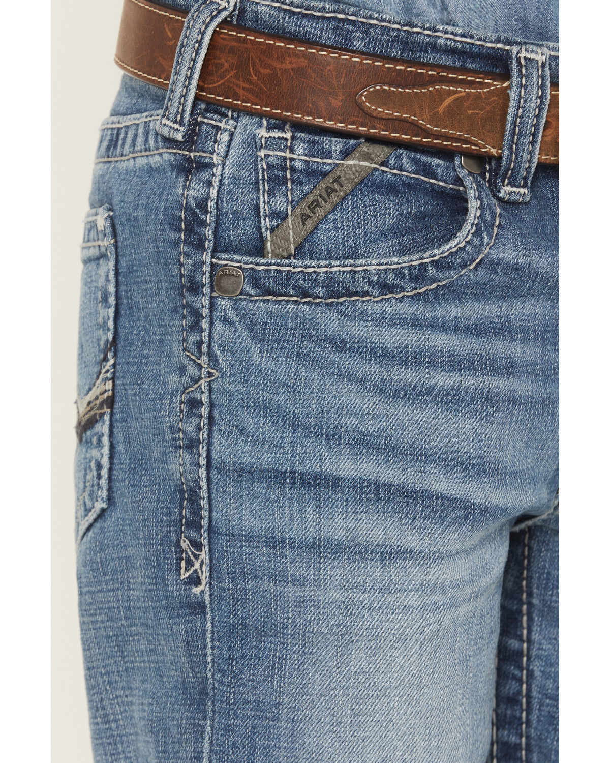 Image #2 - Ariat Boys' B4 Marshall Relaxed Bootcut Denim Jeans, Dark Wash, hi-res