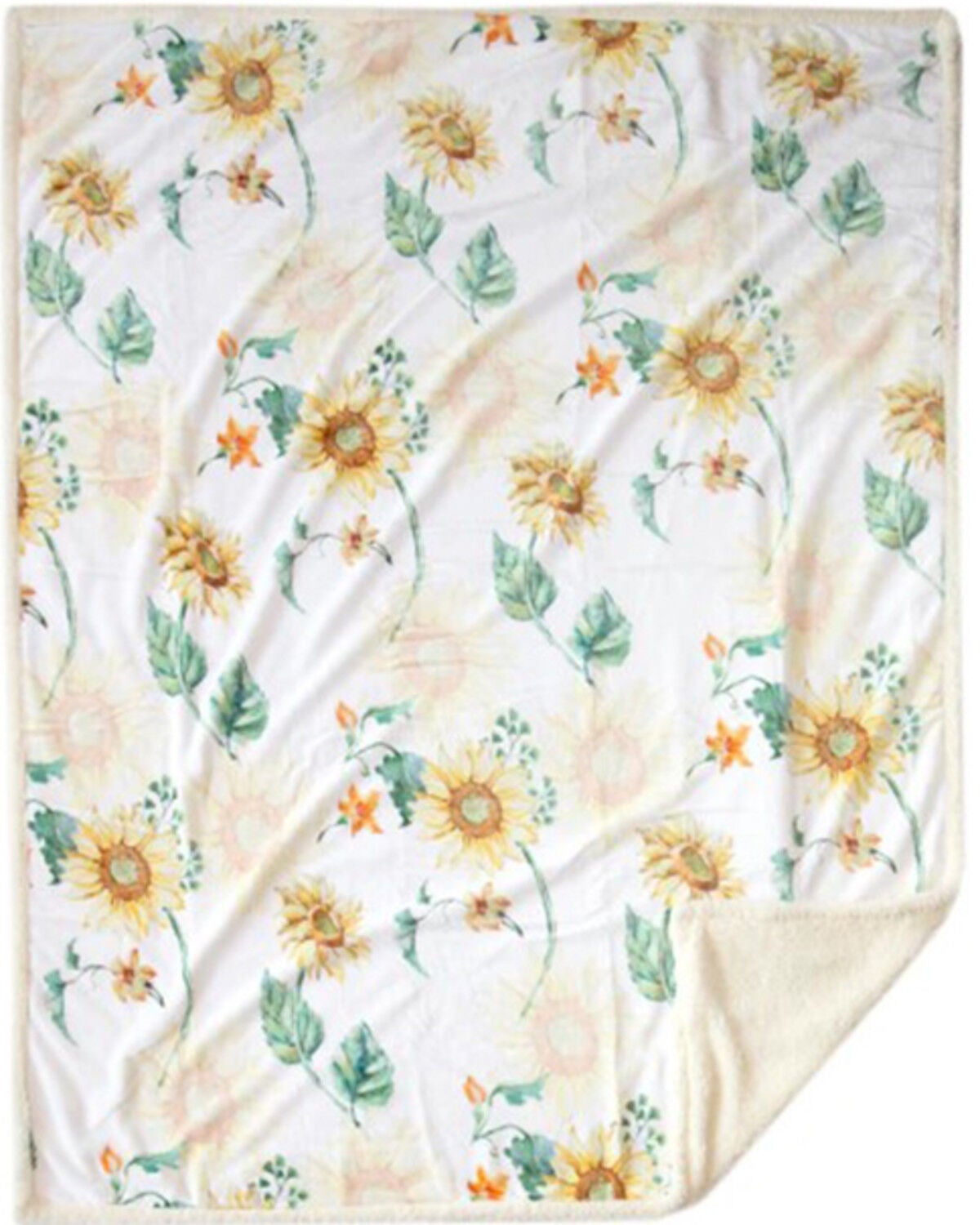 Carstens Home Sunflower Plush Throw Blanket, White, hi-res
