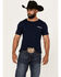 Image #1 - RANK 45® Men's Elliot Cowboy Short Sleeve Graphic T-Shirt, Navy, hi-res