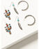 Image #1 - Shyanne Women's Cactus Feather Hoop Earring Set - 3 Piece, Silver, hi-res
