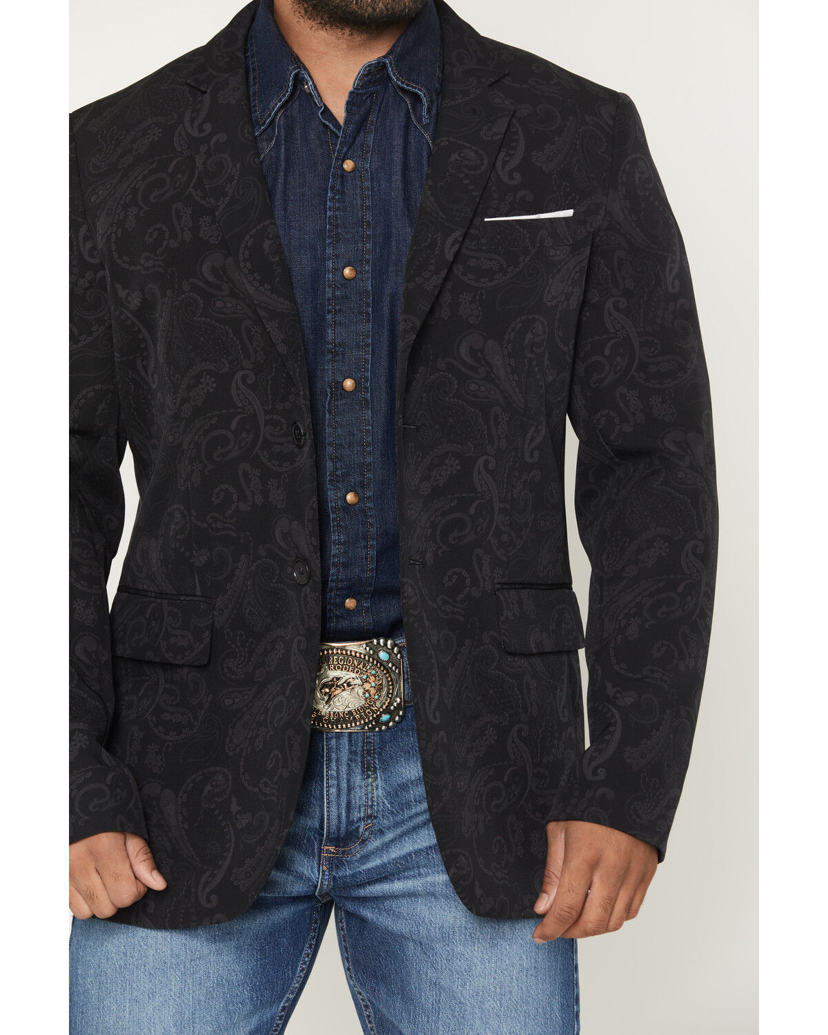 Image #3 - Rock & Roll Denim Men's Paisley Print Sportcoat, Black, hi-res
