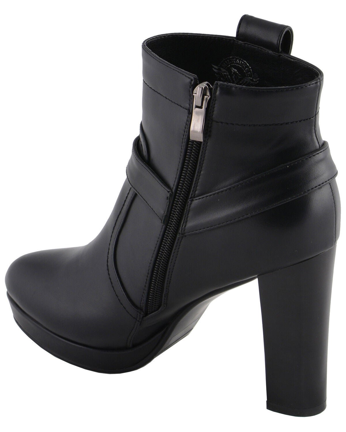 Image #8 - Milwaukee Leather Women's Block Heel Harness Booties - Round Toe, Black, hi-res