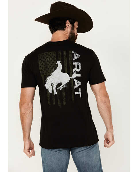 Ariat Men's Bronco Flag Short Sleeve T-Shirt, Black, hi-res