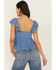 Image #4 - Cleo + Wolf Women's Elizabeth Peplum Top, Steel Blue, hi-res