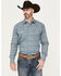 Roper Men's Amarillo Paisley Print Long Sleeve Pearl Snap Western Shirt, Blue, hi-res