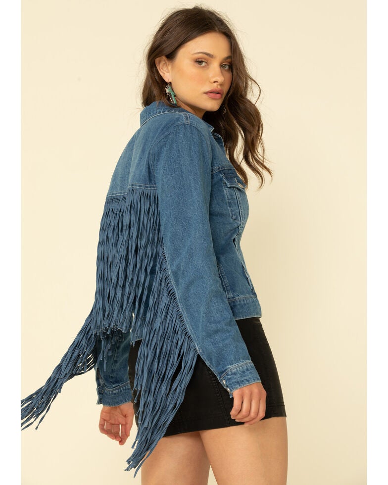 Honey Creek by Scully Women's Blue Denim Fringe Twist Jacket Sheplers