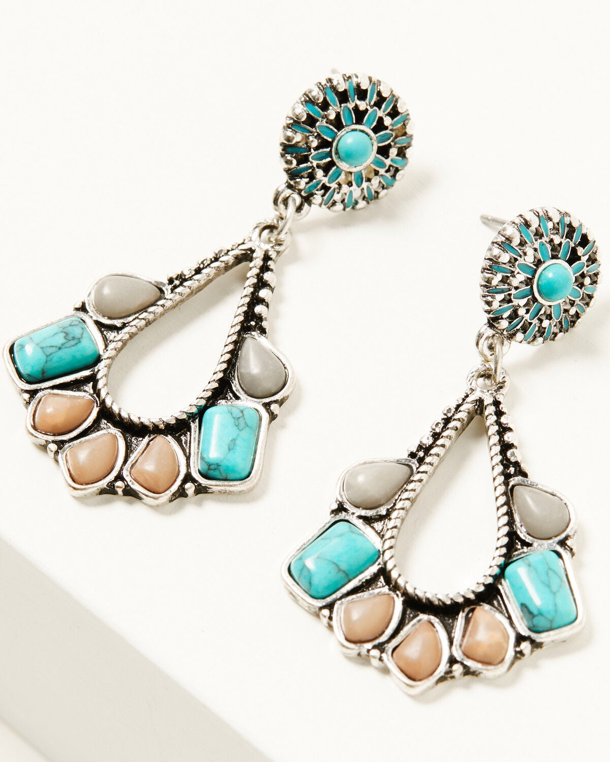Shyanne Women's Teardrop Statement Earrings, Natural, hi-res