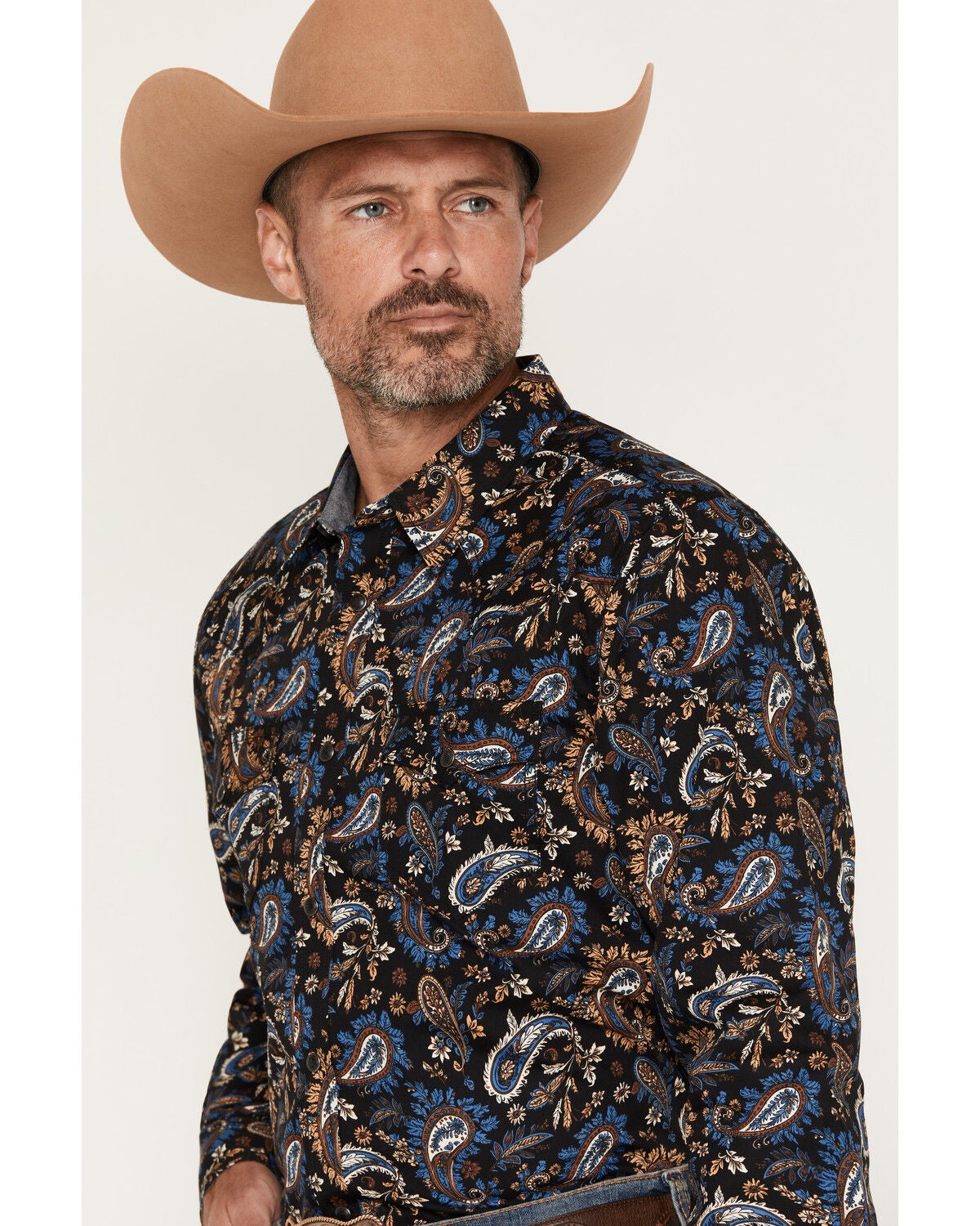 Image #2 - Cody James Men's Thornbush Paisley Print Long Sleeve Snap Western Shirt - Big, Black, hi-res