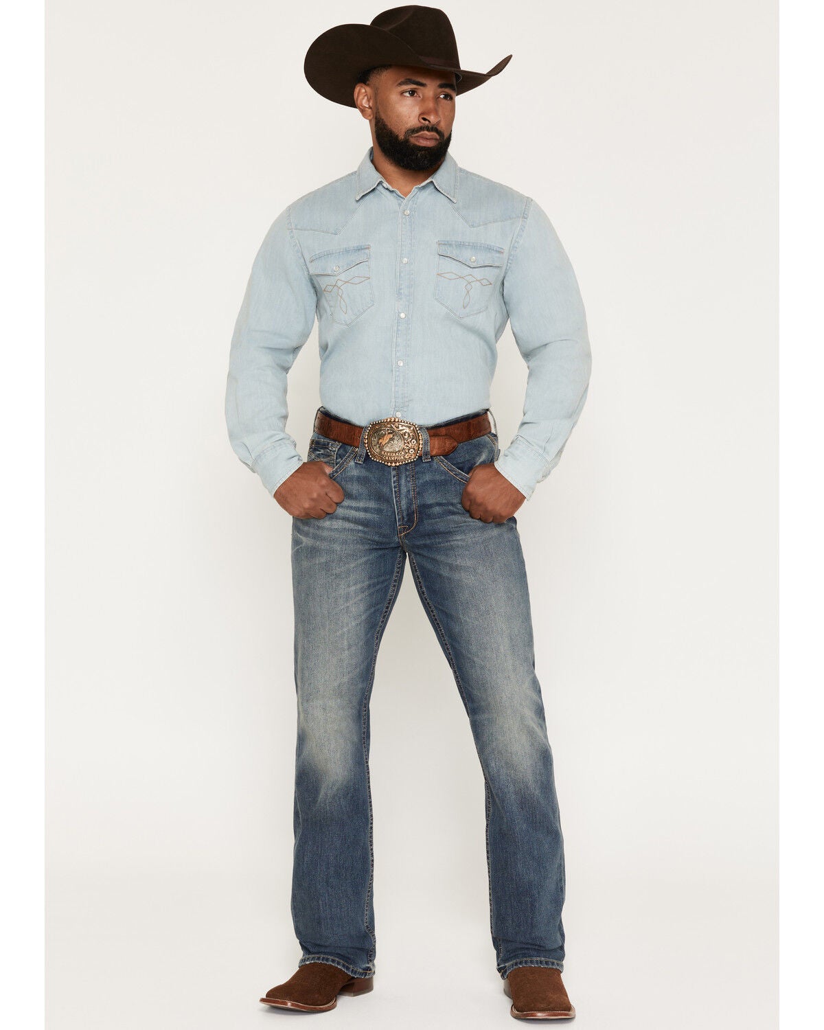 Image #1 - Cody James Men's Denver Wash Wyatt Slim Bootcut Stretch Denim Jeans, Medium Wash, hi-res