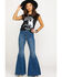 Image #1 - Free People Women's Dark Wash High Rise Just Float On Flare Jeans, Dark Blue, hi-res