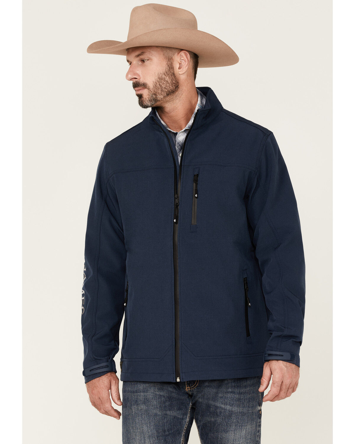 Image #1 - Cody James Core Men's Steamboat Logo Zip-Front Softshell Jacket, Navy, hi-res
