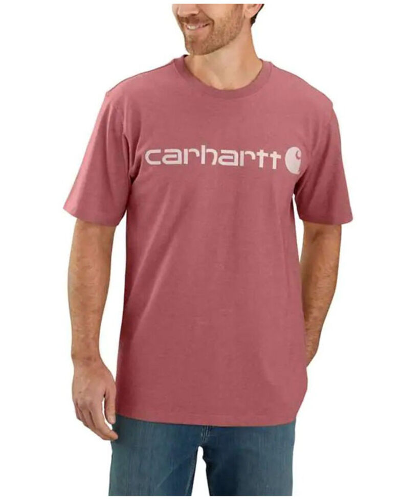 Carhartt Men's Heather Blush Pink Logo Short Sleeve Work T-Shirt - Tall, Rust Copper, hi-res