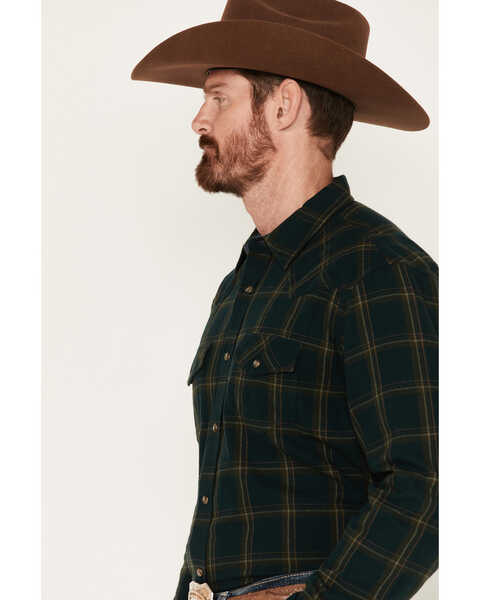 Image #2 - Cody James Men's Yucca Valley Plaid Print Long Sleeve Snap Western Flannel Shirt, Olive, hi-res