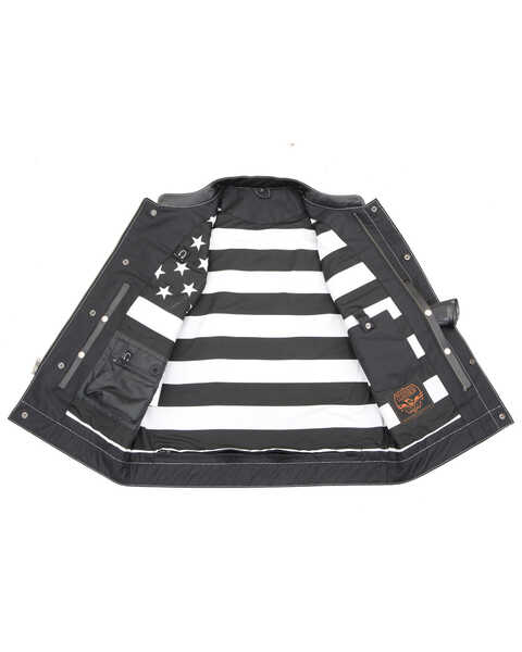 Image #3 - Milwaukee Leather Men's Old Glory Laced Arm Hole Concealed Carry Leather Vest, Black, hi-res