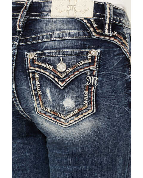 Image #2 - Miss Me Women's Dark Wash Mid Rise Americana Bootcut Stretch Denim Jeans , Dark Wash, hi-res