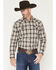 Image #1 - Cody James The American Cowboy Southwestern Plaid Print Long Sleeve Snap Western Shirt, Brown, hi-res