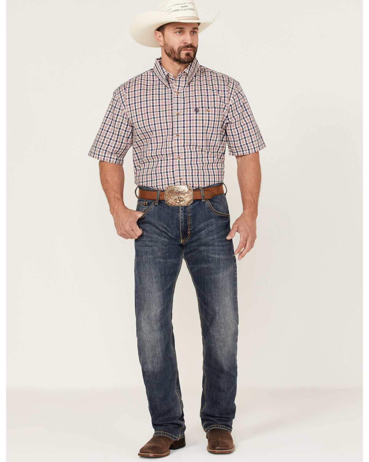 Image #2 - George Strait By Wrangler Men's Sunset Plaid Short Sleeve Button-Down Western Shirt - Big & Tall, , hi-res