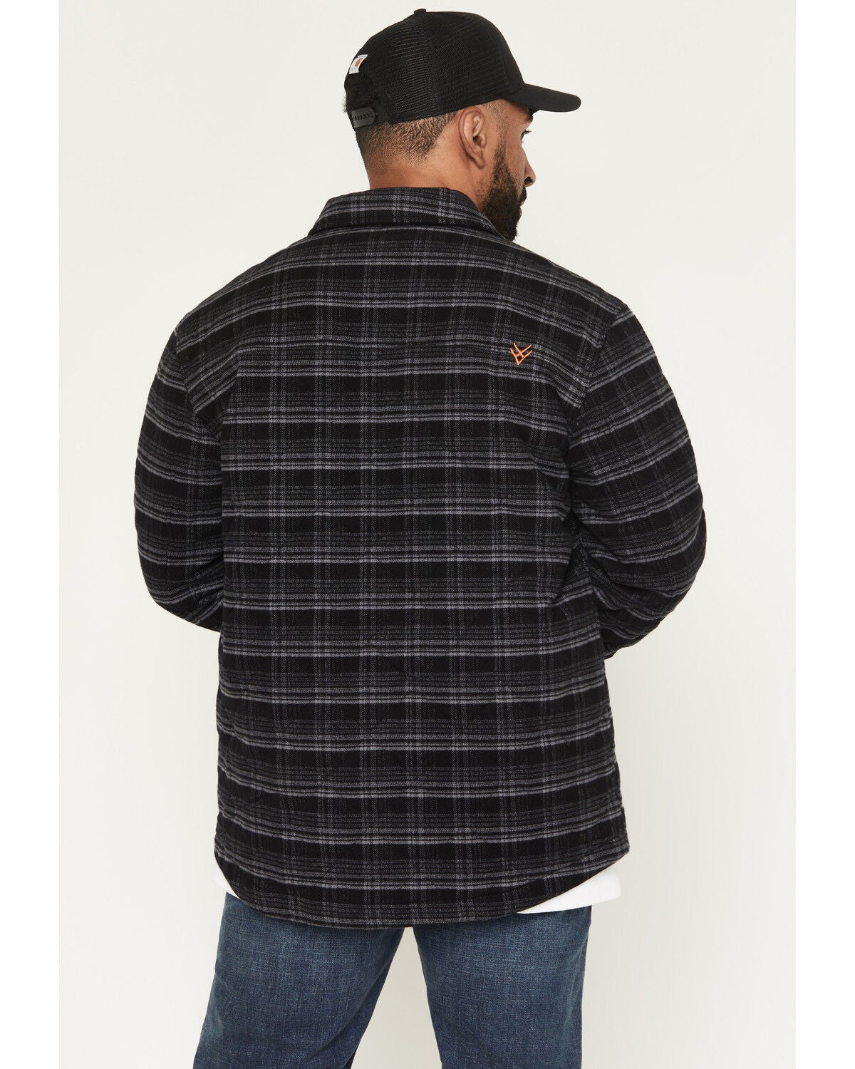 Image #4 - Hawx Men's Harvester Plaid Print Quilted Snap Jacket, Charcoal, hi-res