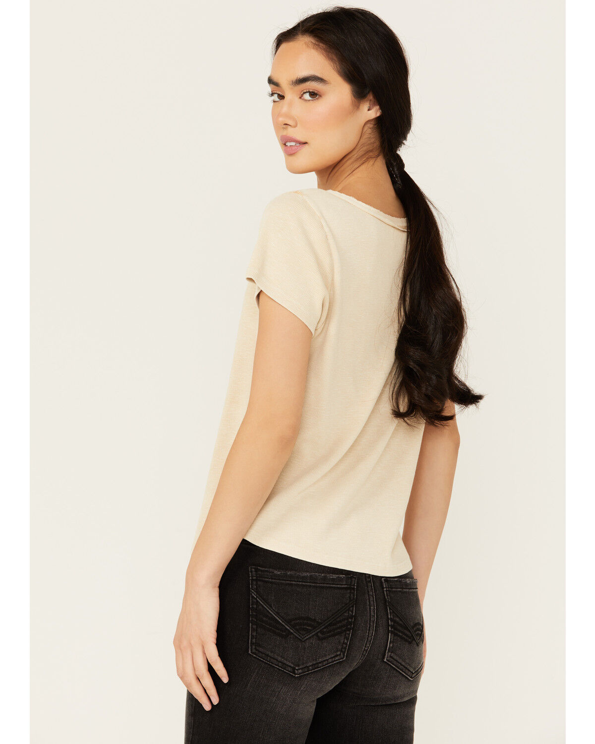 Image #4 - Idyllwind Women's Vaughn Henley Short Sleeve Shirt, Off White, hi-res