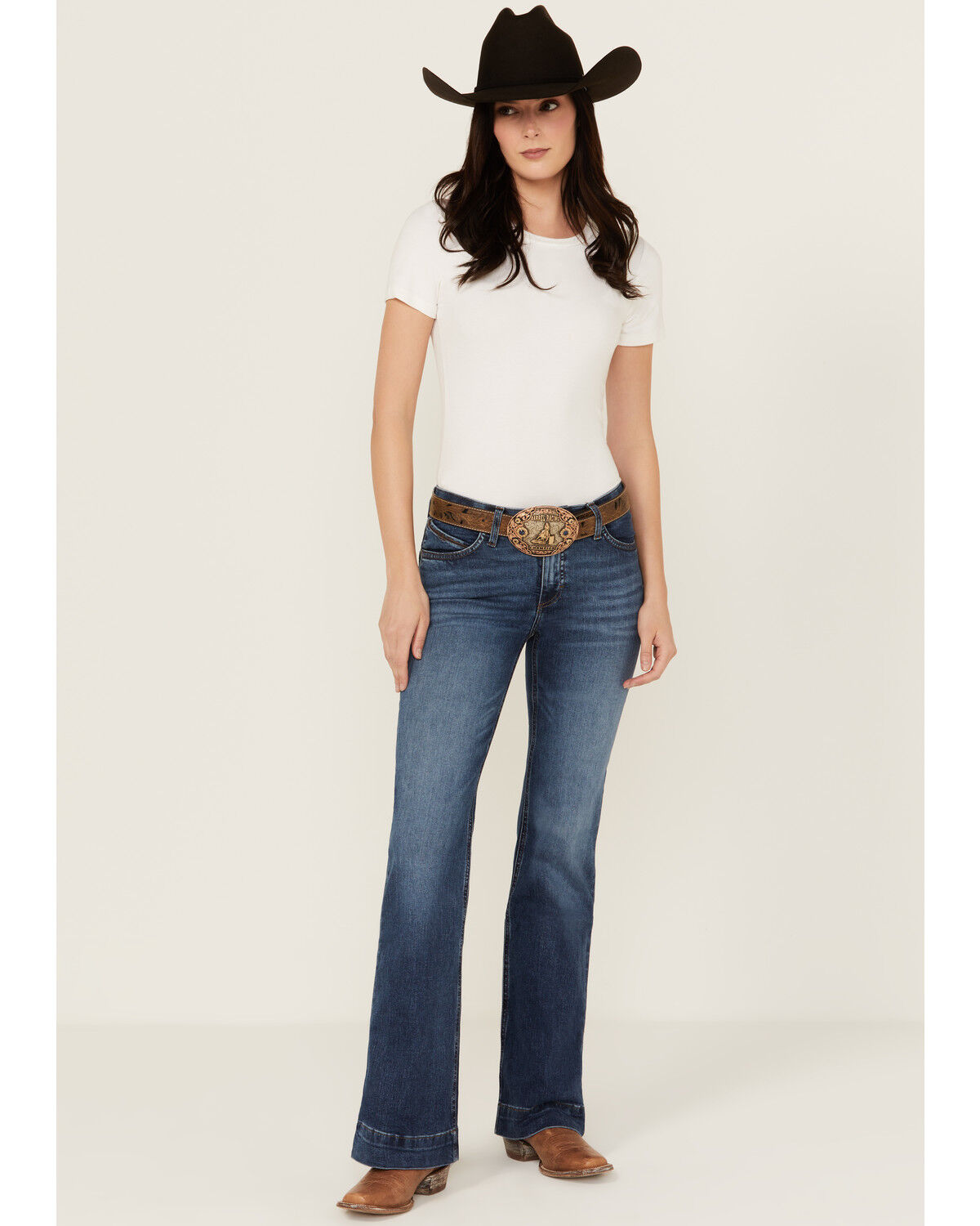 Image #1 - Wrangler Women's Parker Dark Wash Mid Rise Ultimate Riding Trouser Stretch Denim Jeans, Dark Wash, hi-res
