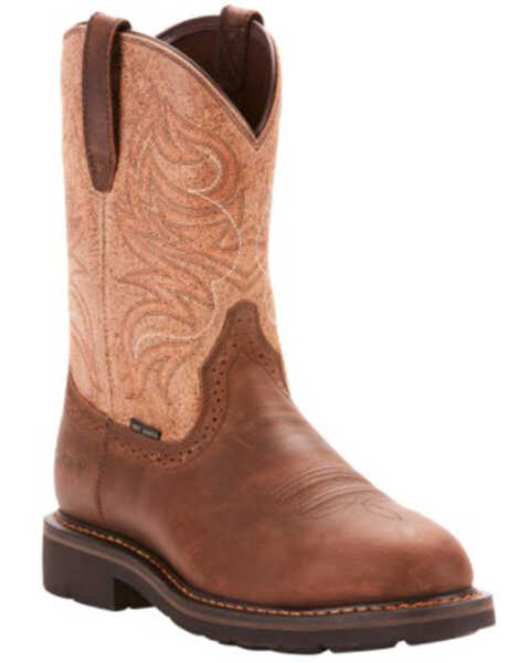 Image #1 - Ariat Men's Sierra Waterproof Western Work Boots - Steel Toe, Brown, hi-res