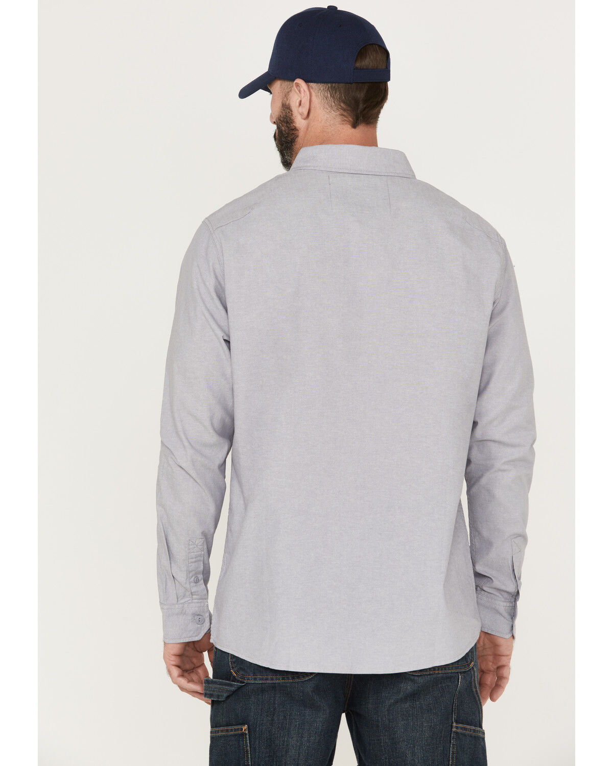 Image #4 - Hawx Men's Chambray Sun Protection Western Shirt, Grey, hi-res